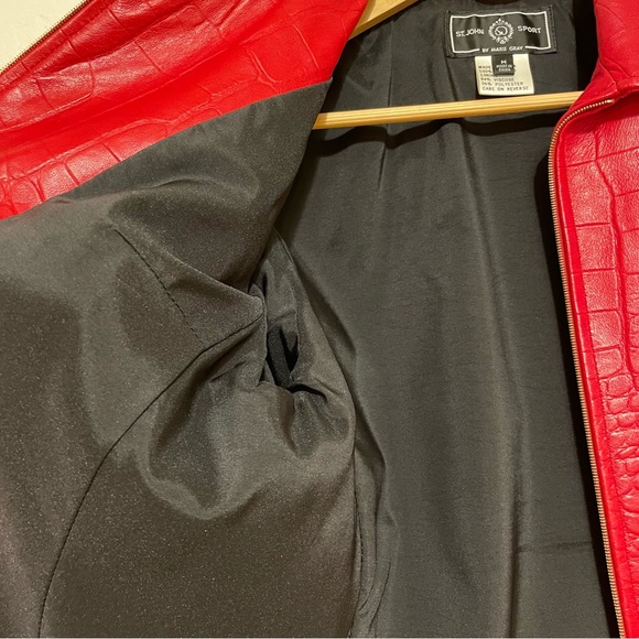 St. John Sport by Marie Gray Red Leather Jacket, Sz M - Picture 14 of 15